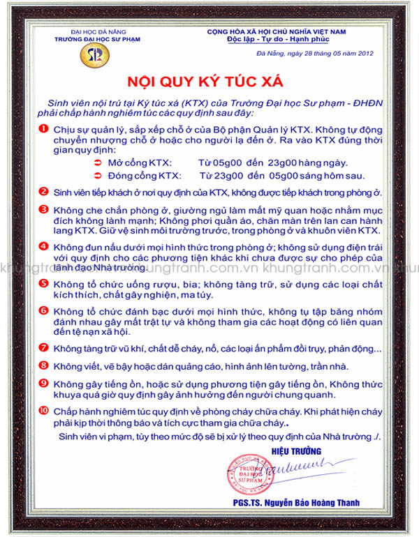 Đóng khung ảnh nội quy