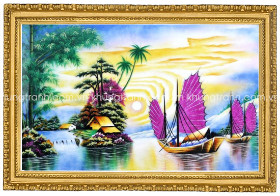 Đóng khung tranh đá quý